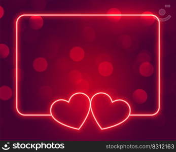 beautiful neon hearts frame with text space