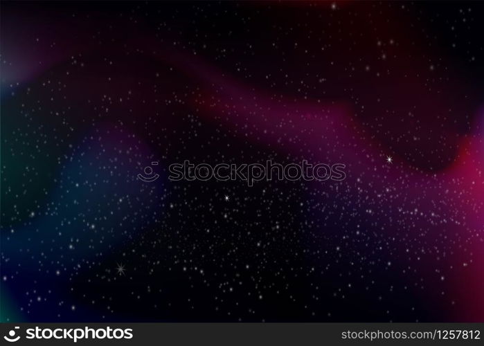 Beautiful night galaxy with planet and stars. Colorful sky background. Vector illustration