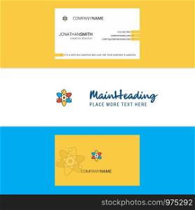 Beautiful Nuclear Logo and business card. vertical Design Vector