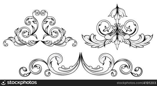 beautiful old style floral elements for design