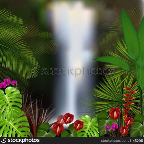 Beautiful on the waterfall background