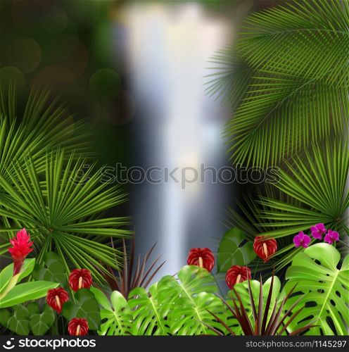 Beautiful on the waterfall background