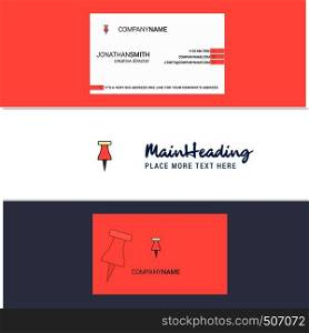 Beautiful Paper pin Logo and business card. vertical Design Vector