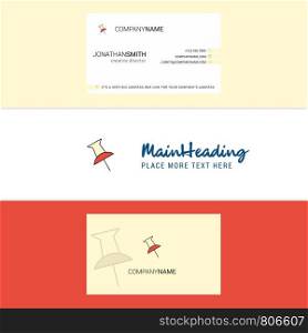 Beautiful Paper pin Logo and business card. vertical Design Vector