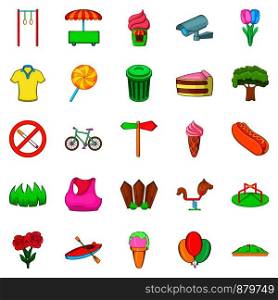 Beautiful park icons set. Cartoon set of 25 beautiful park vector icons for web isolated on white background. Beautiful park icons set, cartoon style