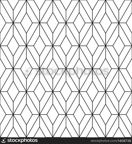 Beautiful pattern japanese shoji kumiko, great design for any purposes. Japanese pattern background vector. Japanese traditional wall, shoji.Fine lines.. Seamless japanese pattern shoji kumiko in black and white.