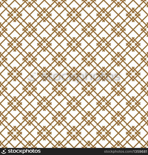 Beautiful pattern japanese shoji kumiko, great design for any purposes.Japanese traditional wall, shoji.Thick lines.Diagonal direction.. Seamless japanese pattern shoji kumiko in brown color.