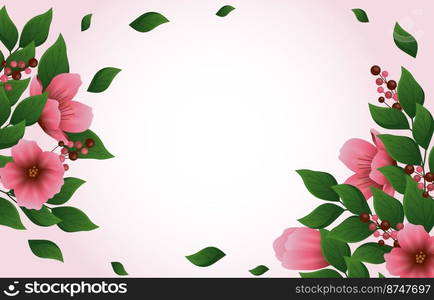 Beautiful Peach Blossom Flower Floral Fall Leaves Blank Space Background