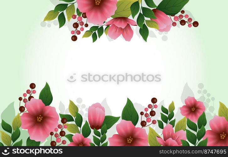 Beautiful Peach Blossom Flower Floral Leaves Blank Space Background