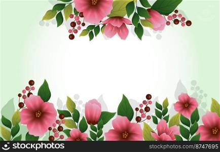 Beautiful Peach Blossom Flower Floral Leaves Blank Space Background