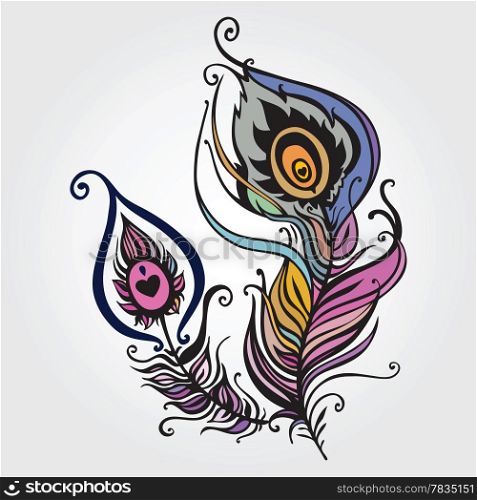 Beautiful peacock feather. vector illustration