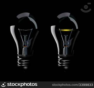 Beautiful photorealistic vector lamps on black background