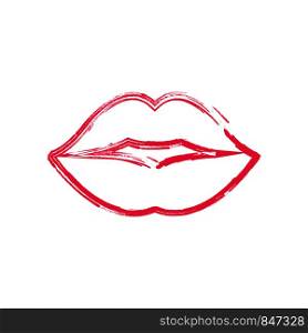 Beautiful pink lipstick kiss print. Paint Brush design. Eps10. Beautiful pink lipstick kiss print. Paint Brush design.