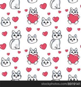 beautiful pink pattern with cats and a heart, suitable for drawing, wallpaper, prints, postcards, printing, vector illustration. beautiful pink pattern with cats and a heart, suitable for drawing, wallpaper, prints, postcards, printing, vector illustration.