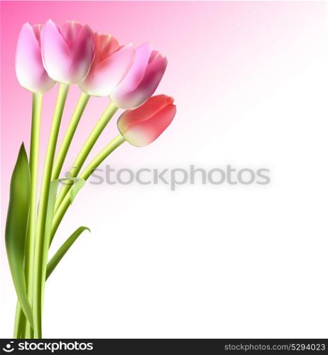 Beautiful Pink Realistic Tulip Background Vector Illustration EPS10. Beautiful Pink Realistic Tulip Background Vector Illustration