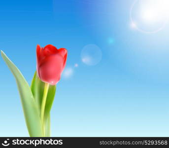 Beautiful Pink Tulips Against Shiny Sky Vector Illustration EPS10. Beautiful Pink Tulips Against Shiny Sky Vector Illustration