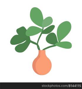 Beautiful plant in vase semi flat color vector object. Full sized item on white. Arrangement and interior. Home decoration simple cartoon style illustration for web graphic design and animation. Beautiful plant in vase semi flat color vector object