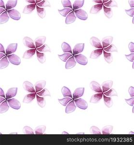 Beautiful plumeria flower seamless pattern isolated on white background. Exotic tropical wallpaper. Abstract botanical backdrop. Design for fabric , textile print, wrapping, cover. Vector illustration. Beautiful plumeria flower seamless pattern isolated on white background.