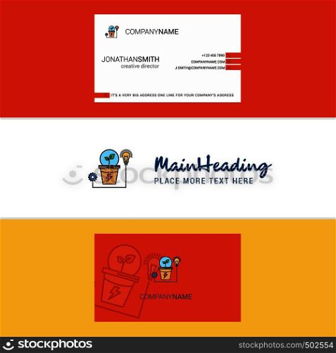 Beautiful Power plant Logo and business card. vertical Design Vector