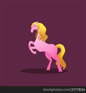 Beautiful Prancing Pink Horse Blonde Hair Mare Elegance Fantasy Cartoon