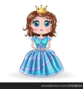 Beautiful princess standing in beautiful long blue dress. Beautiful princess standing in beautiful long pink dress.