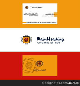 Beautiful Processor Logo and business card. vertical Design Vector