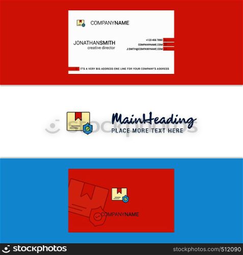 Beautiful Protected document Logo and business card. vertical Design Vector