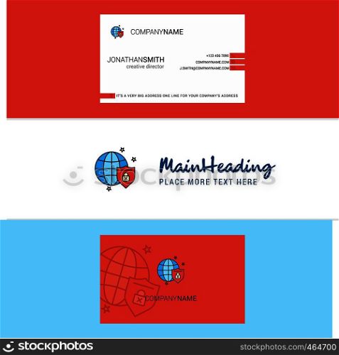 Beautiful Protected internet Logo and business card. vertical Design Vector