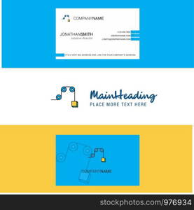 Beautiful Pulley Logo and business card. vertical Design Vector