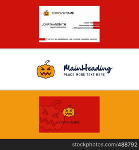 Beautiful Pumpkin Logo and business card. vertical Design Vector