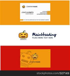 Beautiful Pumpkin Logo and business card. vertical Design Vector