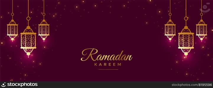 beautiful ramadan kareem celebration banner with l&s decoration