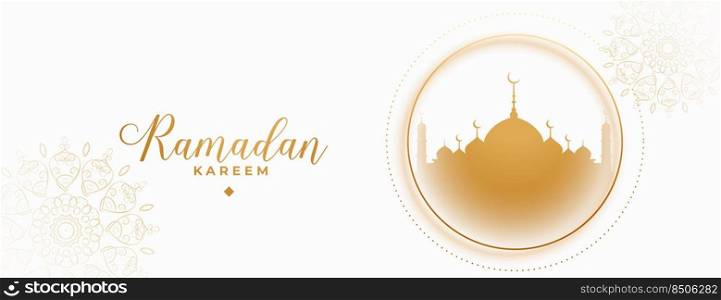 beautiful ramadan kareem white and golden banner design
