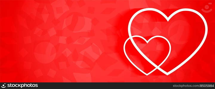 beautiful red banner with two white line hearts