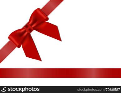 Beautiful red bow for decorative greeting card ,brochure or gift box . Vector illustration