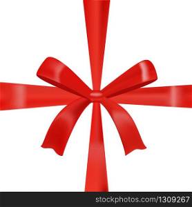 Beautiful red bow on white background. Vector.