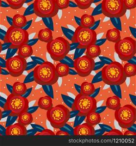Beautiful red flower seamless pattern.