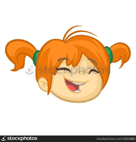 Beautiful red hair girl icon. Cartoon vector illustration isolated. Cartoon funny little boy head