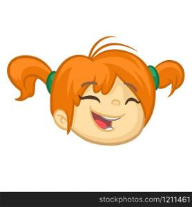 Beautiful red hair girl icon. Cartoon vector illustration isolated. Cartoon funny little boy head
