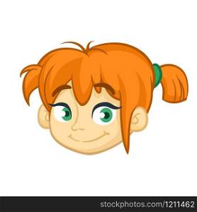Beautiful red hair girl icon. Cartoon vector illustration isolated. Cartoon funny little boy head