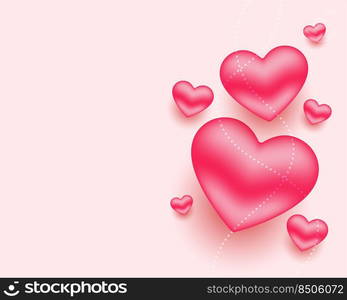 beautiful red hearts realistic background with text space