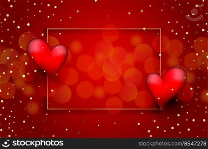 beautiful red love background with hearts and golden glitter