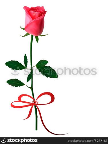 Beautiful red rose with a bow. Vector