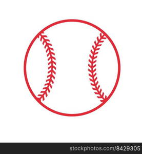 Beautiful red stitch baseball ball vector Isolated on white background