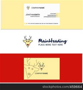 Beautiful Reindeer Logo and business card. vertical Design Vector