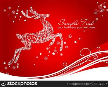 Beautiful Reindeer on Red background