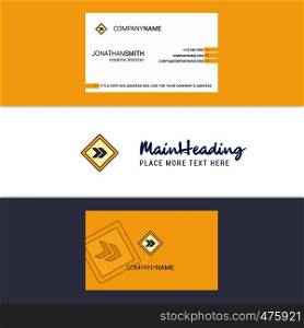 Beautiful Right arrow road sign Logo and business card. vertical Design Vector