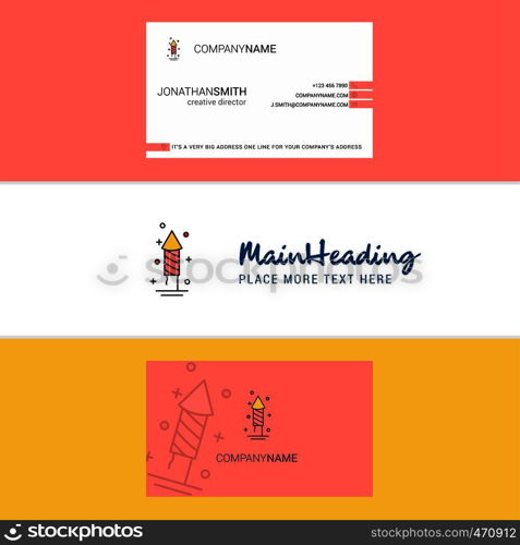 Beautiful Rocket Logo and business card. vertical Design Vector