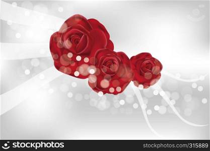 Beautiful rose flowers with translucent shimmering waves and bubbles