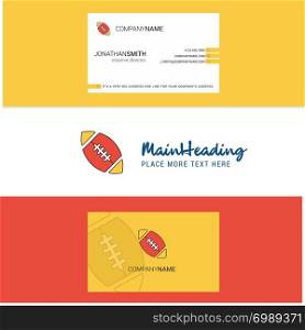 Beautiful Rugby ball Logo and business card. vertical Design Vector